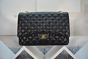 Chanel caviar leather flap bag with gold/silver chain black 33cm - 6