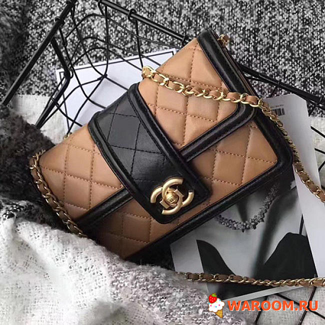 Chanel lambskin small wallet on chain beige a91365 vs03969 - 1