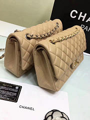 Chanel classic flap bag beige caviar leather sliver&gold chain 25cm - 2