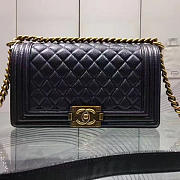 Chanel quilted caviar medium boy bag gold hardware black  - 5