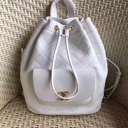 Chanel calfskin gold-tone metal backpack white   - 1