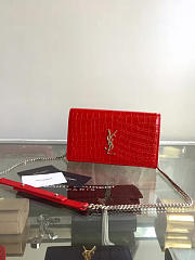 Ysl monogram kate crocodile embossed shiny leather 5024 22.5cm x 14cm x 4cm  - 2