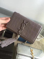 Ysl monogram kate silver tassel in embossed crocodile shiny leather 5039 17cm x 11cm x 14cm - 6