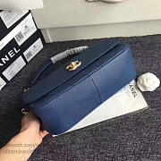 Chanel grained calfskin large top handle flap bag blue  - 6