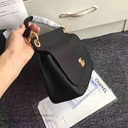 Chanel grained calfskin large top handle flap bag black   - 4