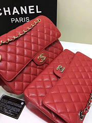 Chanel classic flap bag red caviar leather sliver&gold chain 25cm - 3