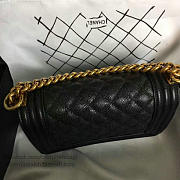 Chanel small quilted caviar boy bag black gold   - 6