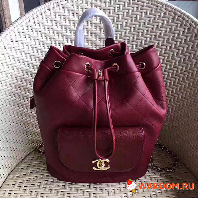 Chanel calfskin and caviar backpack burgundy  - 1