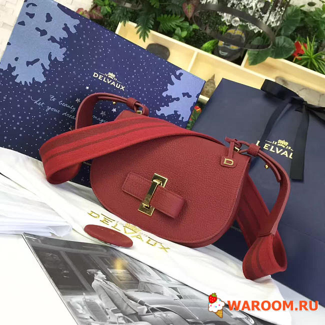 Delvaux calfskin mini le mutin saddle bag red 1501 20cm x 7.5cm x 16cm - 1
