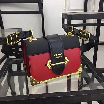 Prada cahier leather shoulder bag 1bd045 red 20 x 14.5 x 8.5 cm