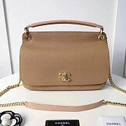 Chanel grained calfskin large top handle flap bag beige   - 1