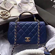 Chanel caviar quilted lambskin flap bag with top handle blue  - 1