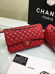 Chanel classic flap bag red lambskin leather sliver&gold chain 25cm - 5