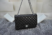 Chanel lambskin leather flap bag with gold/silver chain black 33cm - 2