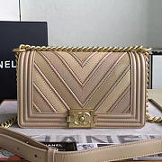 Chanel chevron quilted medium boy bag beige  - 2