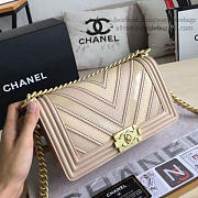 Chanel chevron quilted medium boy bag beige  - 5