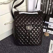 Chanel quilted lambskin large backpack black silver hardware   - 1