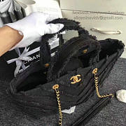 Chanel canvas patchwork chevron large shopping bag black  - 4