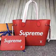 Louis vuitton supreme shoulder bag red m40882 32*29*17cm - 2