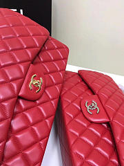 Chanel classic flap bag red lambskin leather sliver&gold chain 30cm - 5
