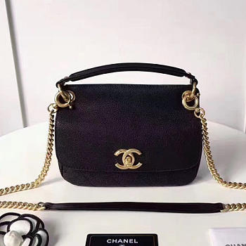 Chanel grained calfskin mini top handle flap bag black  
