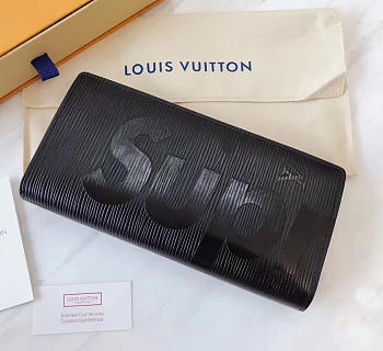 Louis vuitton supreme wallet black 3798 19cmx10cm