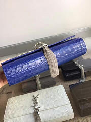 Ysl monogram kate silver tassel in embossed crocodile shiny leather 5041  24cm x 14.5cm x 5.5cm - 4