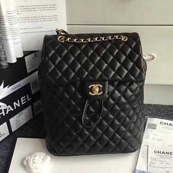 Chanel quilted lambskin backpack black gold hardware small 25*20*10cm