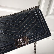 Chanel wrinkled calfskin dark blue gold hardware 25cm - 6