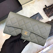 Chanel classic cf long lychee purse green 10.5*19.*3cm - 3