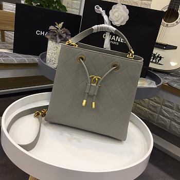 Chanel latest drawstring bucket bag grey 20X20X12Cm