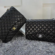 Chanel lambskin leather flap bag with gold/silver chain black 33cm - 1