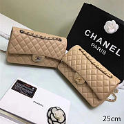 Chanel classic flap bag beige caviar leather sliver&gold chain 25cm - 1