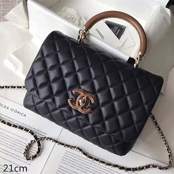 Chanel flap bag with top handle black 21cm