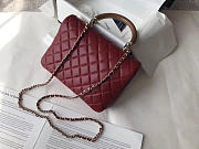 Chanel flap bag with top handle wine red 21cm - 3