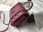 Chanel flap bag with top handle wine red 21cm - 4
