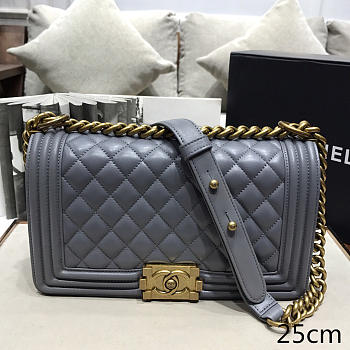 Chanel sheepskin classic diamond hot mama burst gray gold hardware a67086 