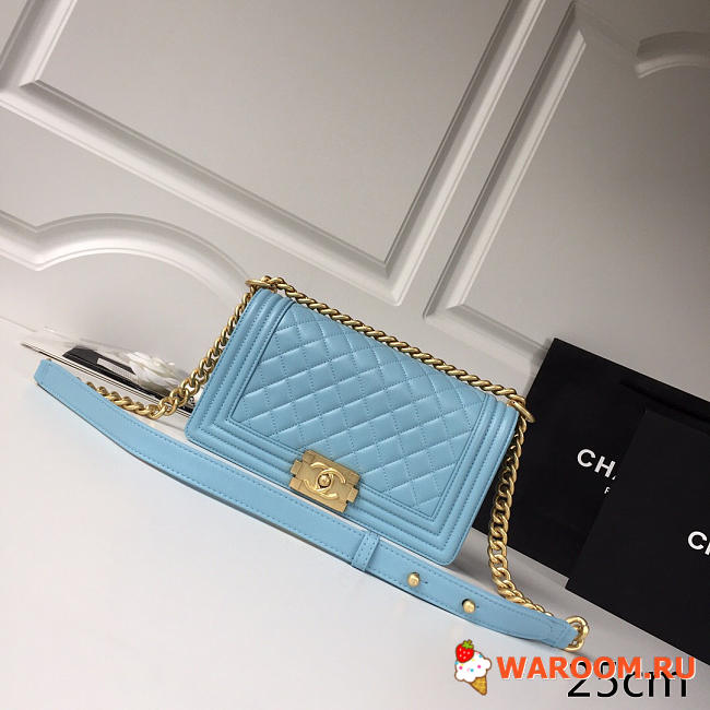 Chanel sheepskin classic rhombic hot mom explosion blue a67086 25CM - 1