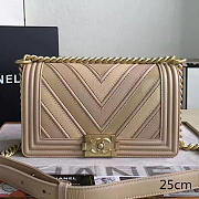 Chanel chevron quilted medium boy bag beige  - 1
