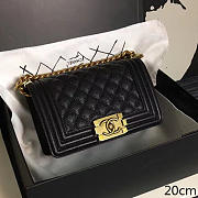 Chanel small quilted caviar boy bag black gold   - 1