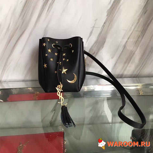 Ysl moon & star blk leather bucket bag 4813 16.5cm x 15cm x 10 cm - 1