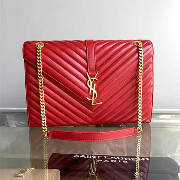 Ysl gold monogram college red 5087  31cm x 22cm x 7.5cm