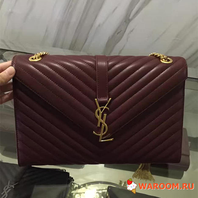 Ysl gold monogram college wine red 5082 31cm x 22cm x 7.5cm - 1