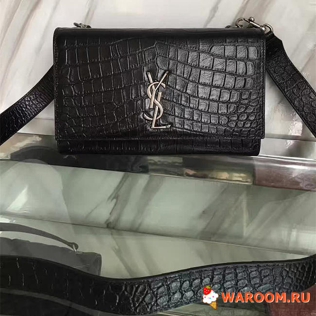 Ysl monogram kate crocodile embossed shiny leather 5023 24cm x 15.5cm x 4.5cm - 1