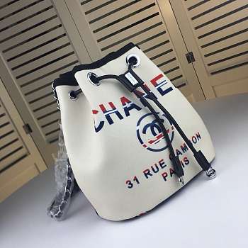 Chanel canvas bucket bag white 24*17*23cm