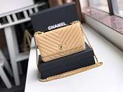 Chanel lamb skin v-type chain bag yellow  19x13.5x3.5cm - 1