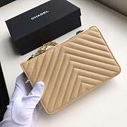 Chanel lamb skin v-type chain bag yellow  19x13.5x3.5cm - 4