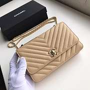 Chanel lamb skin v-type chain bag yellow  19x13.5x3.5cm - 3