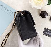 Chanel classic flap bag caviar leather sliver&gold hardware 20cm black - 6