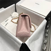Chanel caviar classic fiap handbag pink gold 17cm  - 3